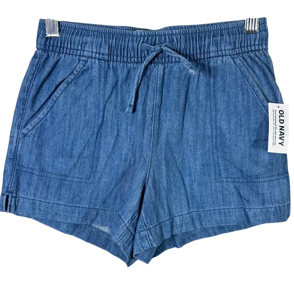 Old Navy Kids Blue Denim Drawstring‎ Shorts Size Medium 8 Brand New